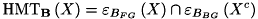\[ \mathrm{HMT}_{\mathbf{B}}\left(X\right) = \varepsilon _{B_{FG}} \left(X\right) \cap \varepsilon _{B_{BG}}\left(X^c\right) \]